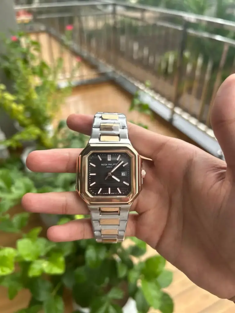 Elegant Two-Tone (Steel & Rose Gold) Luxury Sports Watch with Black Dial